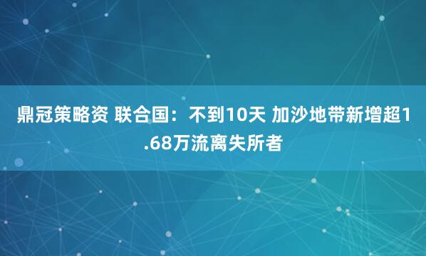 鼎冠策略资 联合国：不到10天 加沙地带新增超1.68万流离失所者